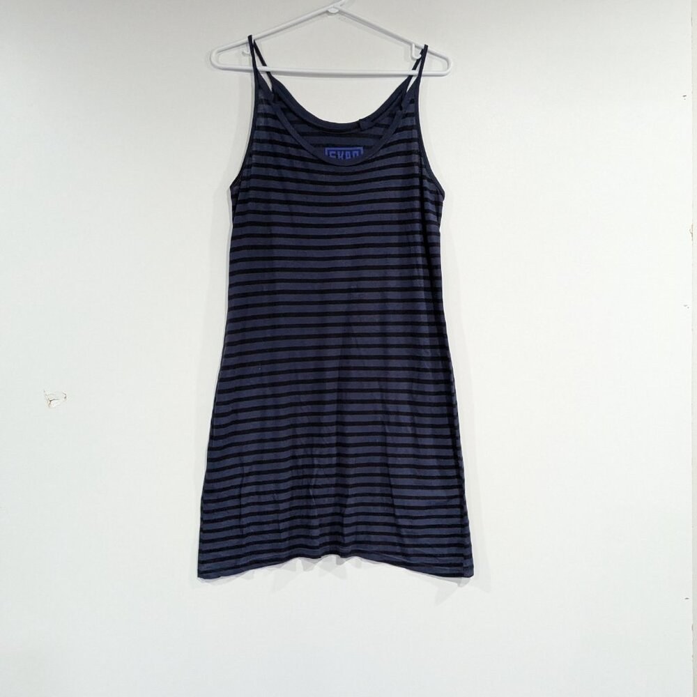 Skargorn Striped Tank Dress Black Navy Blue Size XS